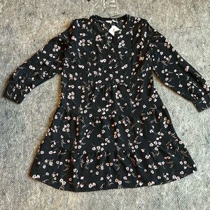 Black pink spring flower dress